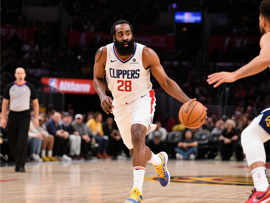 哈登砍28分送8助攻 快船力克掘金夺胜 哈登在这场比赛中取得了28分8助攻的亮眼